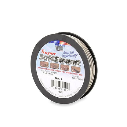 Super Softstrand, Vinyl-Coated Stranded Stainless Steel Picture Wrapping Wire, Size #4, 25 lb / 11 kg, 145 ft / 44 m