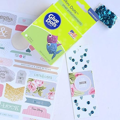 Glue Dots, Mini Dots, Double-Sided, 3/16", 900 Dots, DIY Craft Glue Tape, Sticky Adhesive Glue Points, Liquid Hot Glue Alternative, Clear, 3 Pack