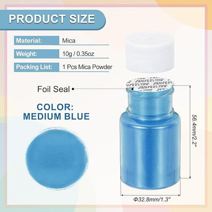 uxcell 10g/0.35oz Cosmetic Grade Mica Powder, 600 Mesh Mica Powder Natural Resin Epoxy Pigment Powders for Casting Resin, Candle Dye, DIY Nail Polish and Lip Gloss, Medium Blue