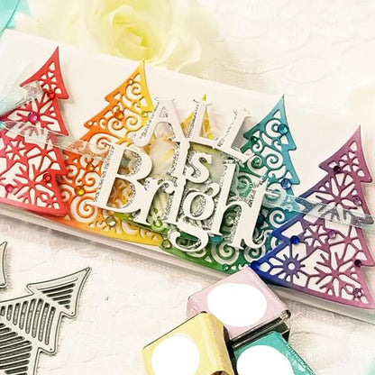Mvchifay Cutting Dies for Card Making Metal Die-Cuts Scrapbooking Tool Hollow Frame DIY Craft Punch Template Embossing for Paper Album Decor (3 Christmas Tree-14.3x9.1cm)