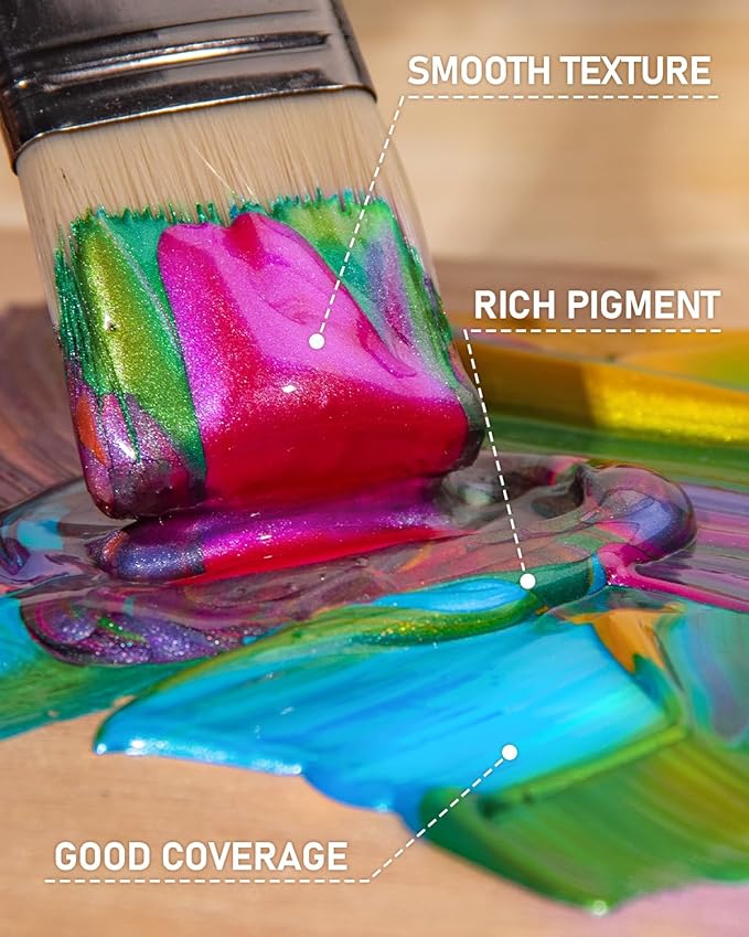 Nicpro Iridescent Black Acrylic Paint, 8.45oz / 250ml Large Bottle Black Metallic Acrylic Paint, Color Shifting & Non-Toxic Art Painting Supplies For Craft Canvas Fabric Rock Wood Ceramic Metal