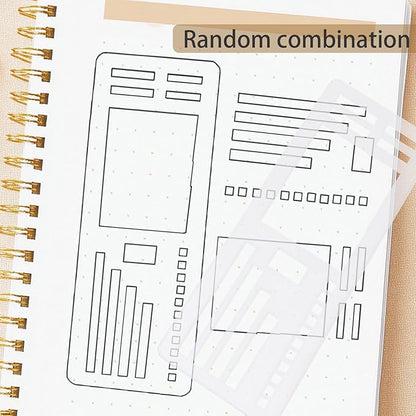9 Pack Handmade Flexible Planner Stencils, Reusable Templates for Journals, Calendars & Daily Planning, Checklists, Lines & Boxes, Compatible with Rings, Discs, Coils