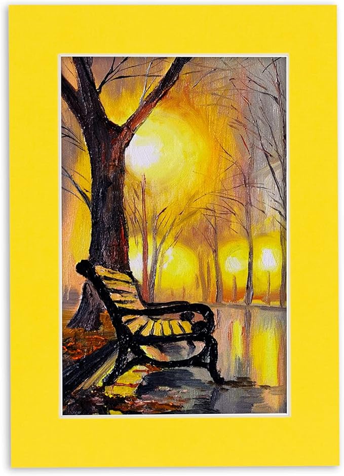 5x7 Mat for 8.5x11 Frame - Precut Mat Board Acid-Free Yellow 5x7 Photo Matte Made to Fit a 8.5x11 Picture Frame, Premium Matboard for Family Photos, Show Kits, Art, Picture Framing, Pack of 1 Mat