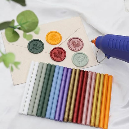 Wine Red Wax Seal Sticks 26pcs, Andotopee Glue Gun Wax Seal Sticks for Wax Seal Stamp, Premium Sealing Wax for Envelope Letter Seal Wedding Invation Craft Adhesive, Great Gift Ideas (Mini Size)