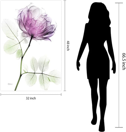Empire Art Direct FramelessTempered Glass Wall Art, Decorative Art for Wall, X-ray Pink Rose Print, Living Room, Bedroom, Home Office, Ready to Hang, 48" x 32"
