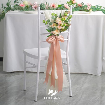 HUIHUANG Rose Gold Pink Ribbon for Wedding, 2" Double Face Misty Rose Satin Ribbon for Flower Bouquet, Dress Chair Sashes, Invitations Card, Gift Wrapping, Bows, Crafts, Holiday Decor -25 Yards/Roll