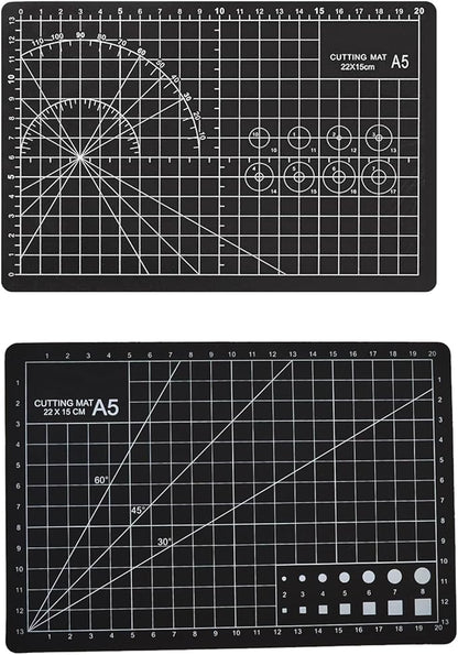 A5 Self-Healing Cutting Mat, Small Cutting Mat, Professional Double Sided Durable Cuttings Mats, Great for Hop Scrapbooking, Quilting, Fabric, Sewing Craft Projects (Black, A5)