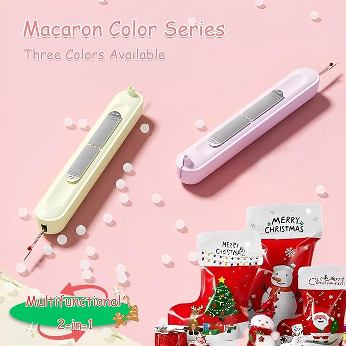 Upgraded 2 in 1 Automatic Needle Threaders Seam Ripper,Quilting Supplies Sewing Kit,Quick Sewing Machine Loop Needle Threaders (Christmas Limited Edition Red-3pcs)