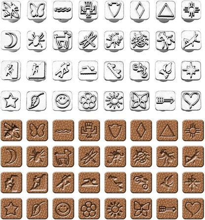 33 PCS Leather Stamping Tool Set, 32 PCS Leather Stamps Patterns + 1 Stamping Handle for Craft, Quality Craft Tool Stamp Set for DIY Beginners and Professionals