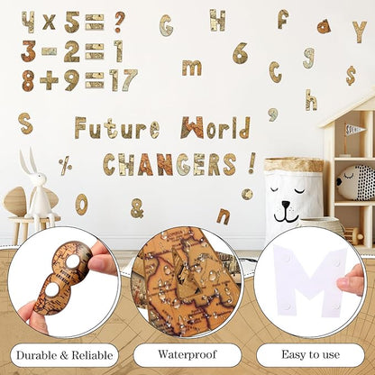 221 Pcs Bulletin Board Letters Round Alphabet Number Punctuation Symbol Combo Letter Cutouts Classroom Decoration for School Classroom Chalkboard Poster Board(Travel Around The World)