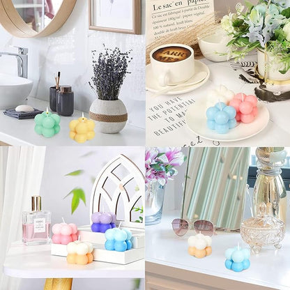Konrisa 3D Bubble Candle Molds, 15 Cavity Cube Silicone Molds for Candles Making Soy Wax, Bubble Cake Molds for Baking Chocolate Dessert Cheesecake Mousse Cake Jelly Pudding