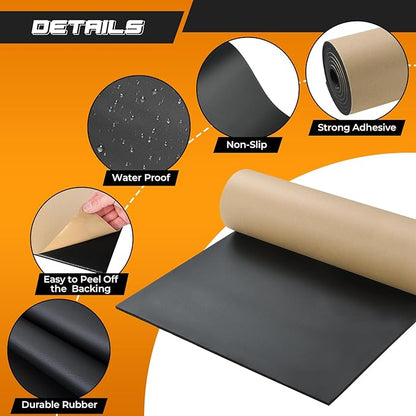 NATGAI Sponge Neoprene with Adhesive Foam Rubber Sheet 1/4” Thick X 16” Wide X 78” Long, Cut to Multiple Dimensions and Lengths - DIY, Gaskets, Cosplay, Costume, Crafts