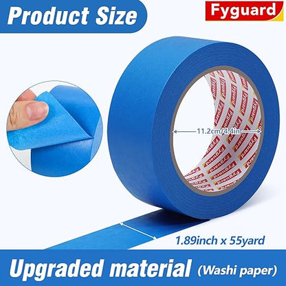 5 Rolls Painters Tape 2 Inch Wide, Blue Painters Tape Bulk 1.89In × 55Yd × 5 Rolls Blue Tape, Multi-Surface Masking Tape for Wall Painting Edge Treatment DIY Crafts, Total 275 Yards