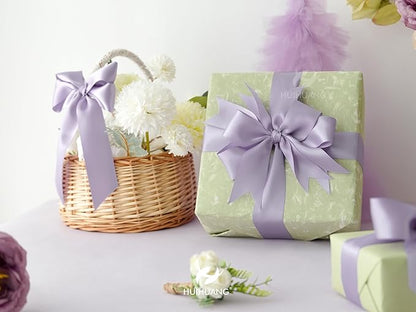 HUIHUANG Purple Satin Ribbon 1-1/2 inch x 100 Yards Lavender Color Double-Faced Satin Ribbon for Flower Bouquet, Gift Wrapping, Eternal Roses, DIY Crafts, Bridal Shower Wedding Decor