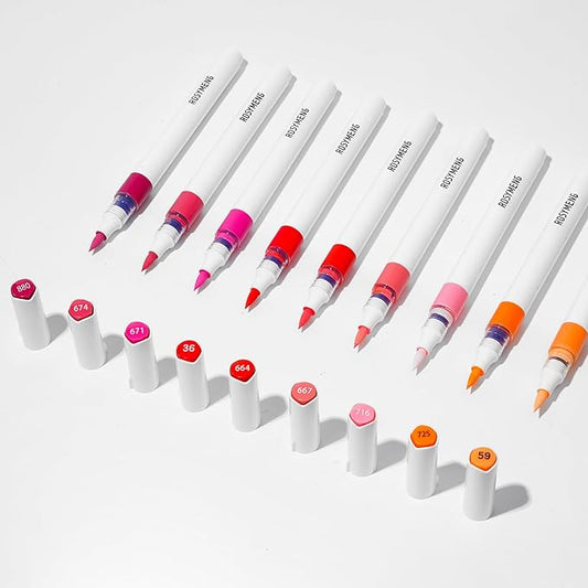 ROSYMENG 9 Color Acrylic Paint Pens,Quick-Drying Waterproof Acrylic Paint Markers, Soft Brush Tip Acrylic Markers for Canvas, Rock Painting, Wood, Stone, Glass, Ceramic, Fabric Painting, DIY Crafts