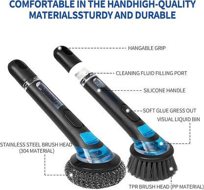 Kitchenware Cleaning Brush, Soap Cleaning Brush, Long Handle, No Dirty Hands, Cleans Kitchen Kitchen Utensils, Cutlery, Sinks, Cookware, Countertops, 2-Pack