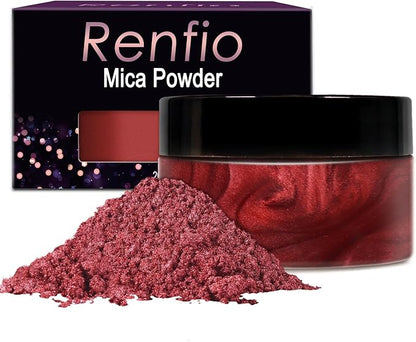 Renfio 100g Mica Powder Pigment Natural Fine Powdered Pigments Pearl Shimmer Epoxy Resin Dye for Painting Soap Making Slime Bath Bombs 3.5 Oz - Rust Red