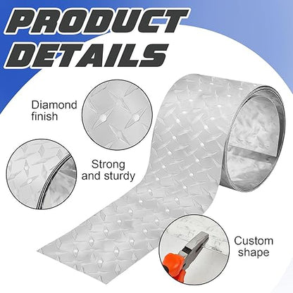 Diamond Plate Sheet Metal Aluminum Heavy Duty Diamond Tread Aluminum Sheet for Wall Covering, Cargo Trailer, RV(120 × 6 Inch)