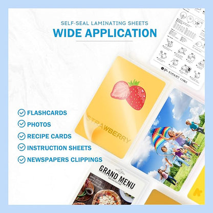 Uinkit 10Mil 20Pack 5”x7“ Double-Sided Self-Sealing Laminating Pouches, Thick for Certificates, Art Prints, Diplomas, Menus, Premium Display Protection with Crystal Clear Gloss Finish - No Machine