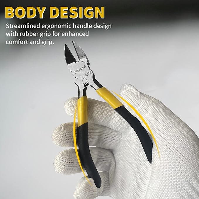 BOOSDEN 5 inch Flush Cutter, Dikes Wire Cutter for Crafting Electrical Jewelry Making, Ultra Sharp Wire Clippers