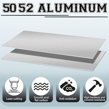 1 Pack 5052 Aluminum Sheet Metal 12" x 24" Aluminum Plate 1/8 (0.125'') Inch Thickness Rectangle Metal Panels for Industry Crafting Handcraft DIY Projects