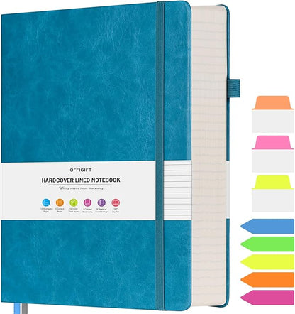 College Ruled Notebook, Large A4 Hardcover Leather Journal, 312 Numbered Pages Writing Journal, 100gsm No Bleed Paper, Lined Journal Notebook for Women Men School Office, 8.5''×11'', Blue