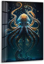 My Photostation.com 27Wx43H'' Underwater Blue Octopus Glass Wall Art Tempered Glass Printing Wall Decor Large Wall Art Wall Hangings