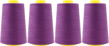 Mandala Crafts 4 Pack of Serger Threads Cones Spools - 40S/2 24000 Yards Polyester Mulberry Threads for Sergers Machine and Overlock Quilting Sewing Machine
