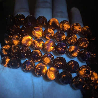 6MM 120pcs Natural Flame Yooperlite Stone Energy Beads Round Loose Beads for Jewelry Making DIY Bracelet Necklace 2 Strands 32"