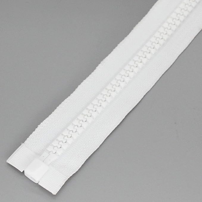 Leekayer 2PCS #10 30 Inch Heavy Duty Zippers for Sewing Separating Large Plastic Zippers White Tape with Double Pull Tab Slider, Sleeping Bag, Boat, Canvas, Cover, Trampoline, Dog Bed,Tent (30" 2pcs)