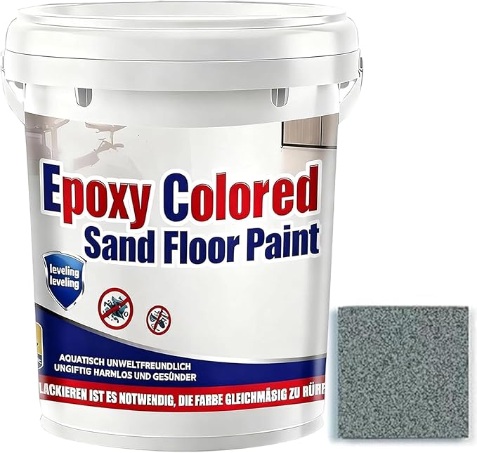 Epoxy Colored Sand Floor Paint, Epoxy Floor Paint for Concrete, High Gloss Marble Effect Coating, Waterproof Non-Slip Concrete Paints, Suitable for Indoor/Outdoor Use (Dark Gray,128 oz/4 kg)