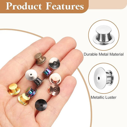 uxcell 40Pcs Metal Locking Pin Backs, Pin Keepers Locking Clasp Flat Head Clamp Needle Back Lock for DIY Brooch Crafts Badges Enamel Lapel, Silver