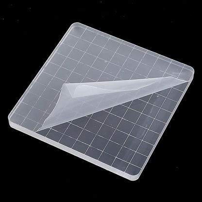 7 Pieces Acrylic Clear Stamp Block Clear Stamping Tools Set Decorative Stamp Blocks with Grid Lines for Scrapbooking Crafts, Card Making, DIY Projects (Assorted Sizes)