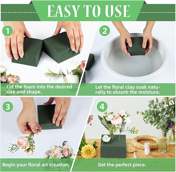 Gardace 10 Pack Floral Foam Blocks Each (8.7"L x 3.5"W x 2"H), Green Wet and Dry Floral Foam, Used for Fresh Flowers and Artificial Flowers, Plant Foam is Suitable for Wedding, Festival Decoration