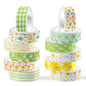 12 Rolls Summer Washi Tape, Green Plaid Colorful Floral Masking Tape, Cute Animal Decorative Sticker for Summer Scrapbook Journal DIY Craft Birthday Gift Wraps 16.4FT