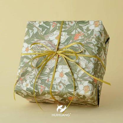 HUIHUANG Thin Gold Ribbon 1/8 inch Solid Color Satin Ribbon Continuous 100 Yards Double Faced Small Cloth Ribbon for Crafts Gift Wrapping DIY Bows Bouquet Gift Tag Christmas Ornaments