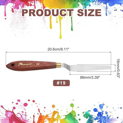 MECCANIXITY Pack of 1 Palette Knife No.19, 8.1" Long Palette Knives with Stainless Steel Flexible Spatula Pallet Knife and Wood Handle for Scraping, Mixing, Oil Acrylic Painting Canvas