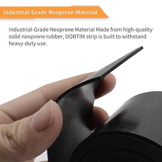 DOBTIM Neoprene Rubber Sheet Rolls 1/8 (.125)" Thick X 12" Wide X 48'' Long, Solid Rubber Strips Use for Gaskets DIY Material, Supports, Leveling, Sealing, Protection, Abrasion, Flooring, Black