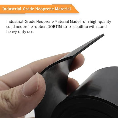 DOBTIM Neoprene Rubber Strips Rolls 1/8 (.125)" Thick X 4" Wide X 10' Long, Solid Rubber Strips Use for Gaskets DIY Material, Supports, Leveling, Sealing, Protection, Abrasion, Flooring, Black