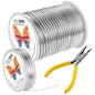 12 Gauge(2.0mm) Aluminum Wire 82 Feet(25M) KSVZS Bendable Metal Wire for Crafts, Sculpting, Armature, Jewelry Making【3-in-1】+18Gauge(1.0mm) 32.8Ft(10M)+1 Pliers(Silver)