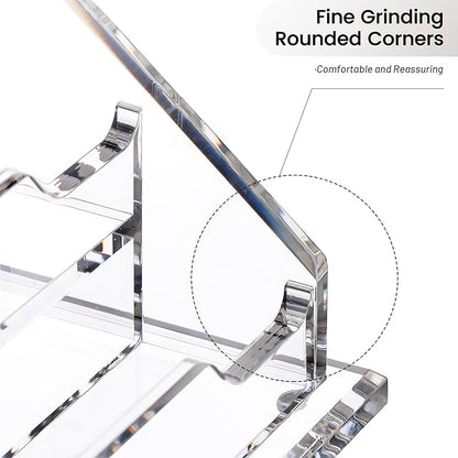 Acrylic Card Holder Clear Horizontal Business Card Organizer Stand for Desk 4 Slots 4 Tier Business Cards Stand for Women and Men,Office Desk Accessories,Organize 200 Cards-1 Pack(4Slots-H)