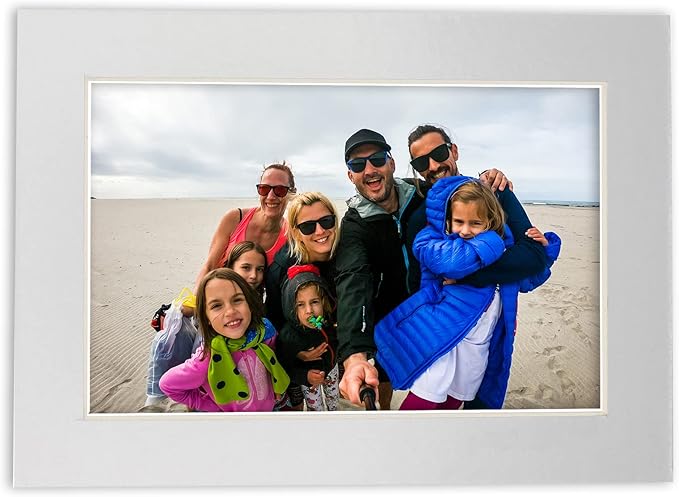 6x8 Mat for 8x10 Frame - Precut Mat Board Acid-Free Show Kit with Backing Board, and Clear Bags Metallic Silver 6x8 Photo Matte Made to Fit a 8x10 Picture Frame Matboard for Framing, Pack of 25 Mats