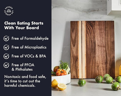 Sonder Los Angeles, Large Walnut/Cherry/Maple Wood Cutting Board for Kitchen, Charcuterie Wooden Board, Sorting Compartment, Reversible 17x13x1.1 in (Gift Box Included)