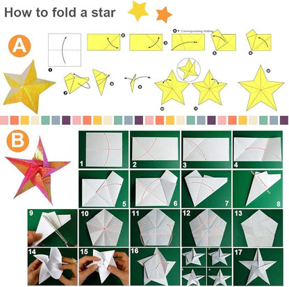 UCEC 50 Sheet Shiny Origami Paper 10 Colors Square Iridescent Origami Paper, Decoration Glitter Square Folding Papers for Kids Arts & Crafts Projects