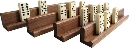 Easy-View Domino Racks for Maximum Visibility and Ease in organizing Your Hand. Solid American Black Walnut
