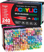 Acrylic Paint Markers Pens, 240 Vivid Colors Acrylic Markers Set,Direct Liquid Type, Stackable Color, Odorless Soft Head，Markers for School，Tooli Art ，Fabric & Creative Crafts (240)