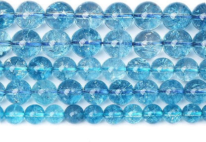 10mm 38pcs Blue Topaz Crystal Quartz Natural Stone Round Loose Beads for Jewelry Making DIY Bracelet Necklace Earrings