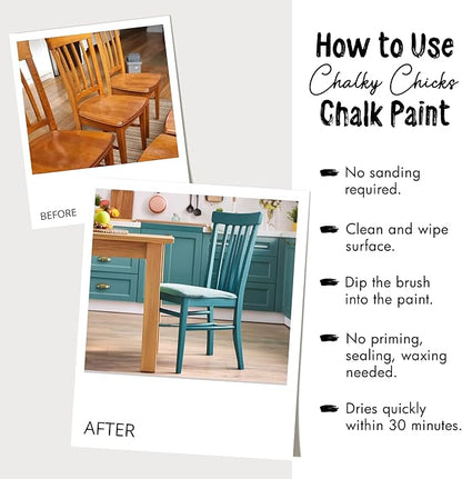 Chalky Chicks All-in-One Chalk Paint for Furniture or Cabinet - 32 Fl Oz - Matte Finish Wolf Gray (Gray/Beige) for Metal, Wood Furniture Paint - No Sanding All-in-One for Home Decor & Crafts, USA Made