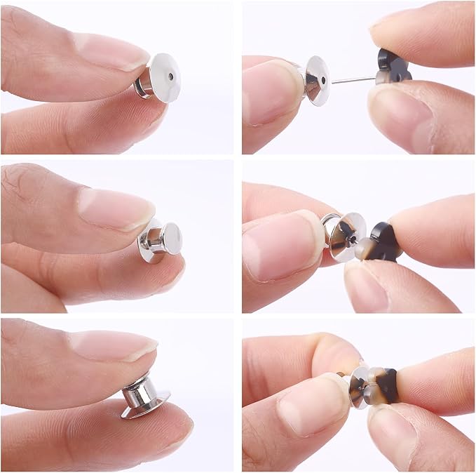 DECYOOL 60PCS Metal Locking Pin Backs, Pin Keepers Clasp Pin Backs Locking Buckles for Brooch DIY Crafts Badges Enamel Lapel Needles Pin Lock