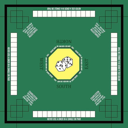 Mahjong Mat for Table 31.5''x31.5'', Mahjong Cloth Cover with Game Rules, Mahjong Tablecloth for Poker, Board Games Table Mat, Card Games, Tile Games, Dominoes (Green)